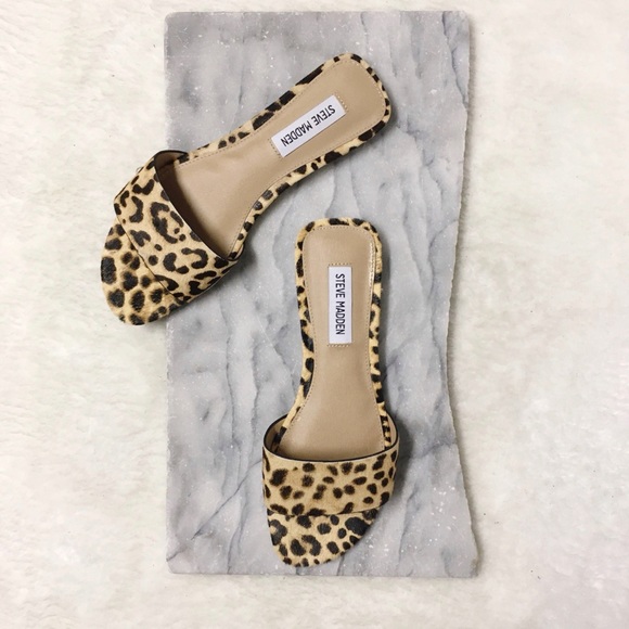 Steve Madden Bev Leopard Cow Hair Slide Sandal 6.5 - Picture 2 of 11